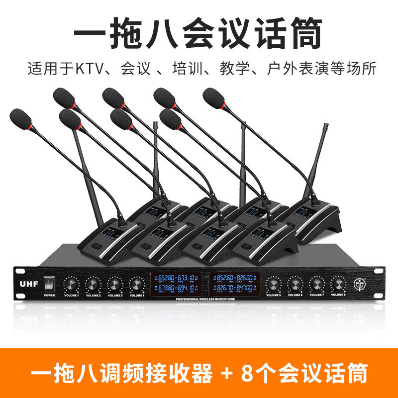 Micrófono inalámbrico TMD/Tengmandi de doble canal FM U-band Bluetooth para cantar, conferencias, KTV, verdadera diversidad