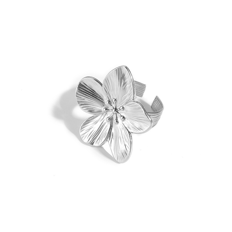 IG Style Style Wholesale Jewelry IG Style Flower Butterfly Titanium Steel Plating Open Rings