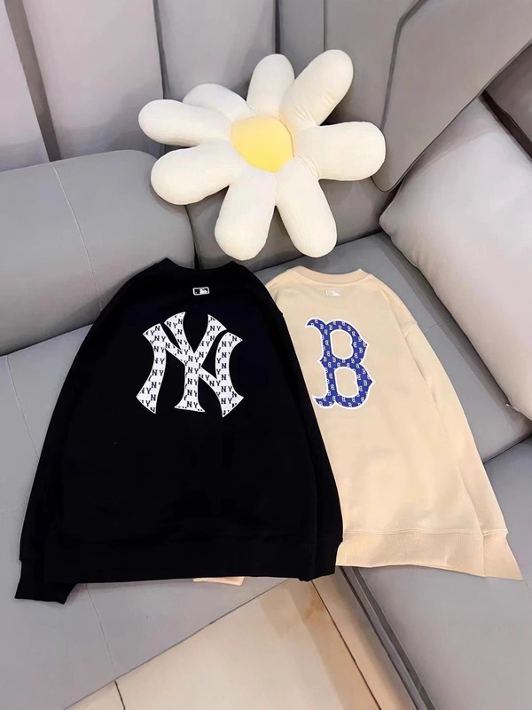 MLB卫衣男女NY复古老花情侣宽松休闲运动长袖套头衫|undefined