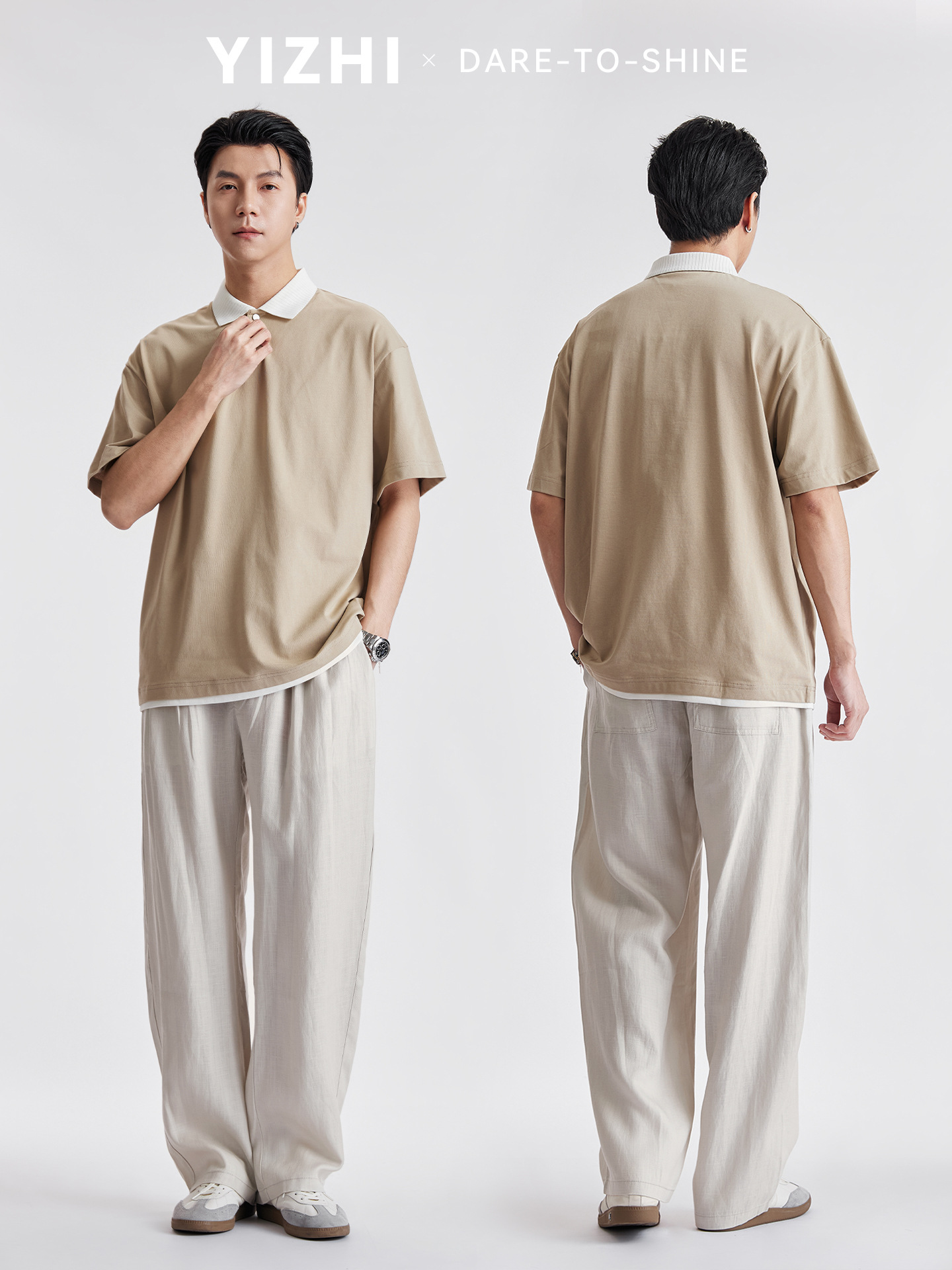 Quần dài nam ống rộng chất liệu len lụa phong cách Hàn Quốc — đen
