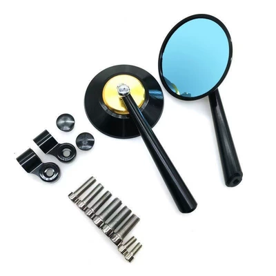 Aluminum Alloy Reversing Mirror, Motorcycle rearview mirror - round-rear-view-mirror-black-gold