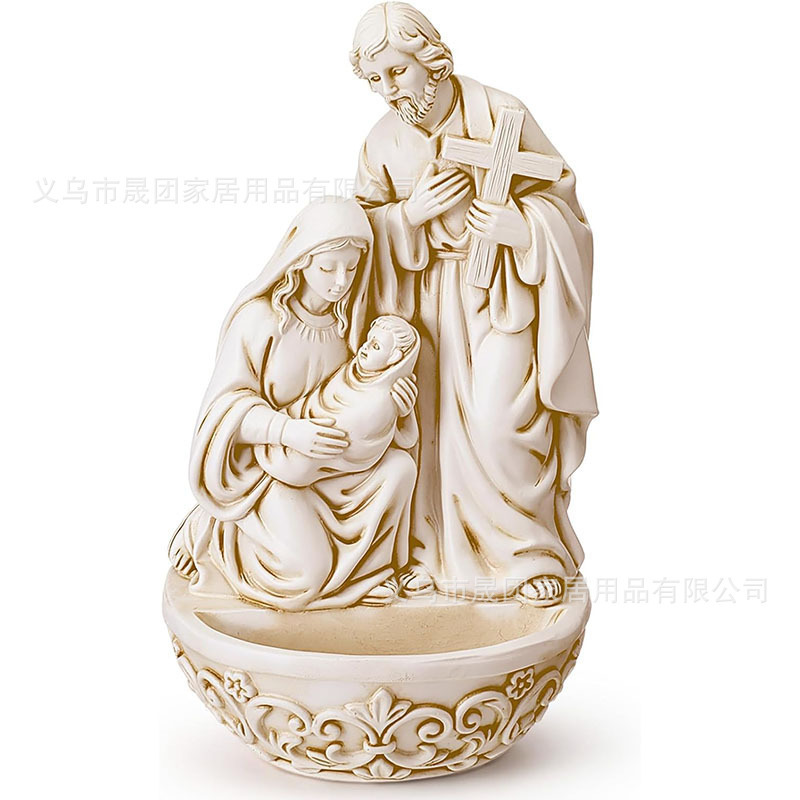 Cross-Border Holy Water Font Resin Family Resin Statue Desktop Ornament