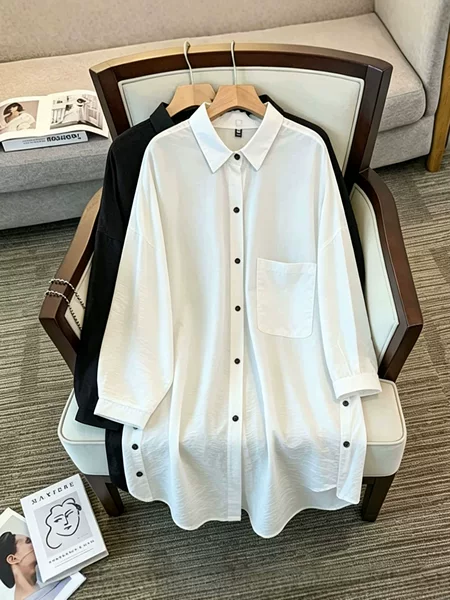 2026 Summer New Loose Casual Open Shirt Jacket Plus Size Women's Clothing 150kg Plus Size