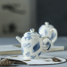 晴先生景德镇纯手作海蓝之光功夫茶具陶瓷手绘壶可配套装