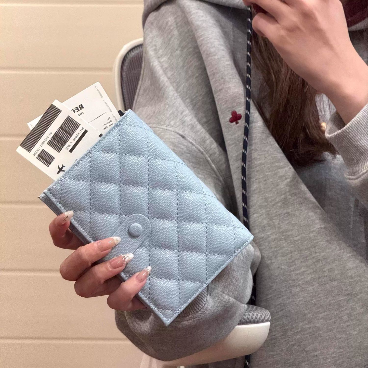 新款菱格纹旅行护照夹收纳包护照保护套机票夹证件机票一体收纳包