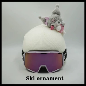Gray Kuromi Winter Warm Hat Cover Handmade Ski Helmet Cover Windproof