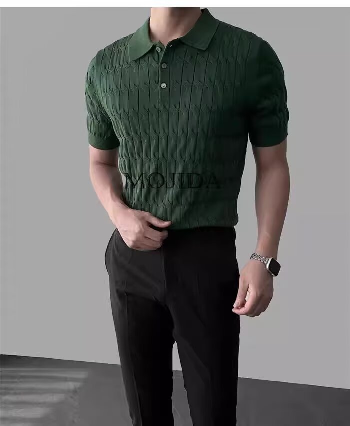 Men's Short Sleeve Polo Shirt Breathable Slim Fit Casual Summer Top_voghion.com