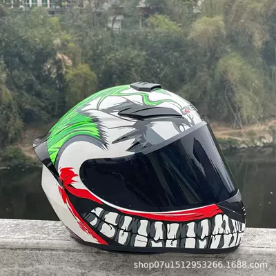 Motosiklet kaskı (dəbilqə) — Helmet - clown-with-black-mirror-headphone-slot-universal-for-all-seasons-s-head-circumference-52-53-weight-45kg-or-less
