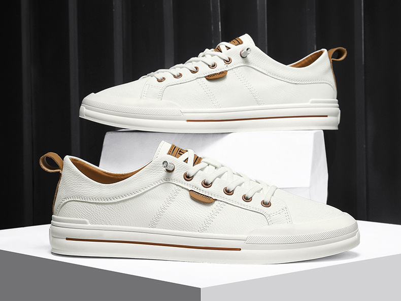 New Men's White Sneakers Cross-border E-commerce, Trendy Versatile Sports Casual Shoes For Men_vogvips.com