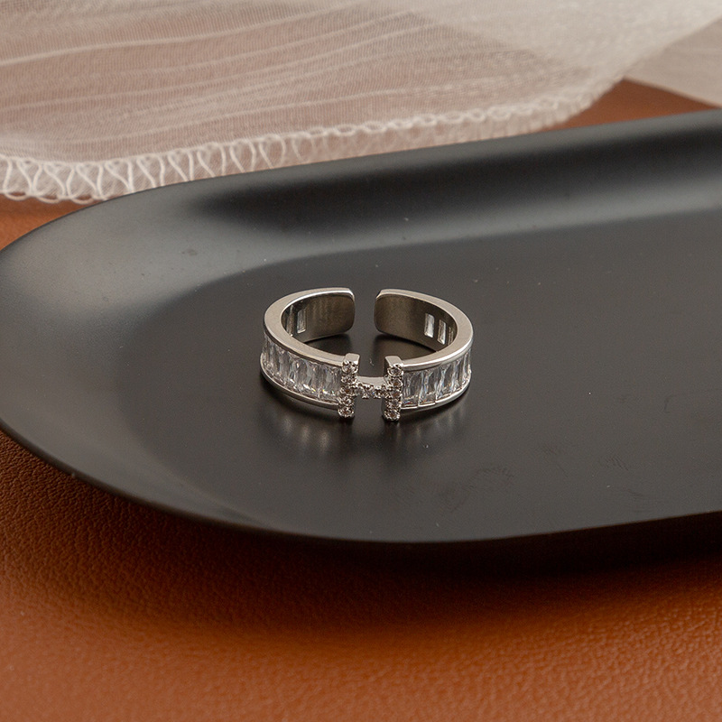 Silver H Letter Ring