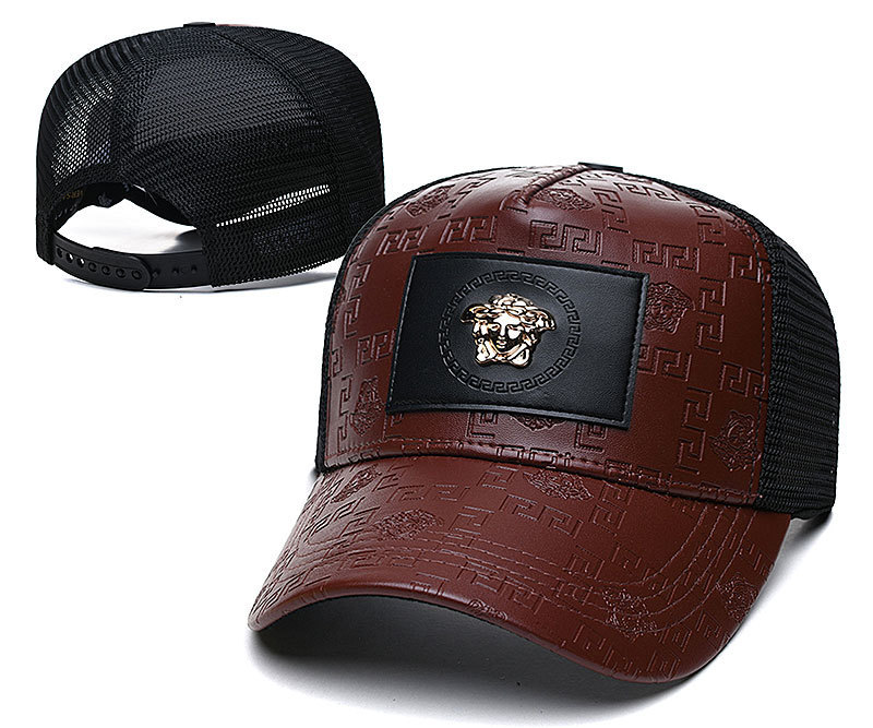 Versace Greca Embossed Medusa Cap Brown Black