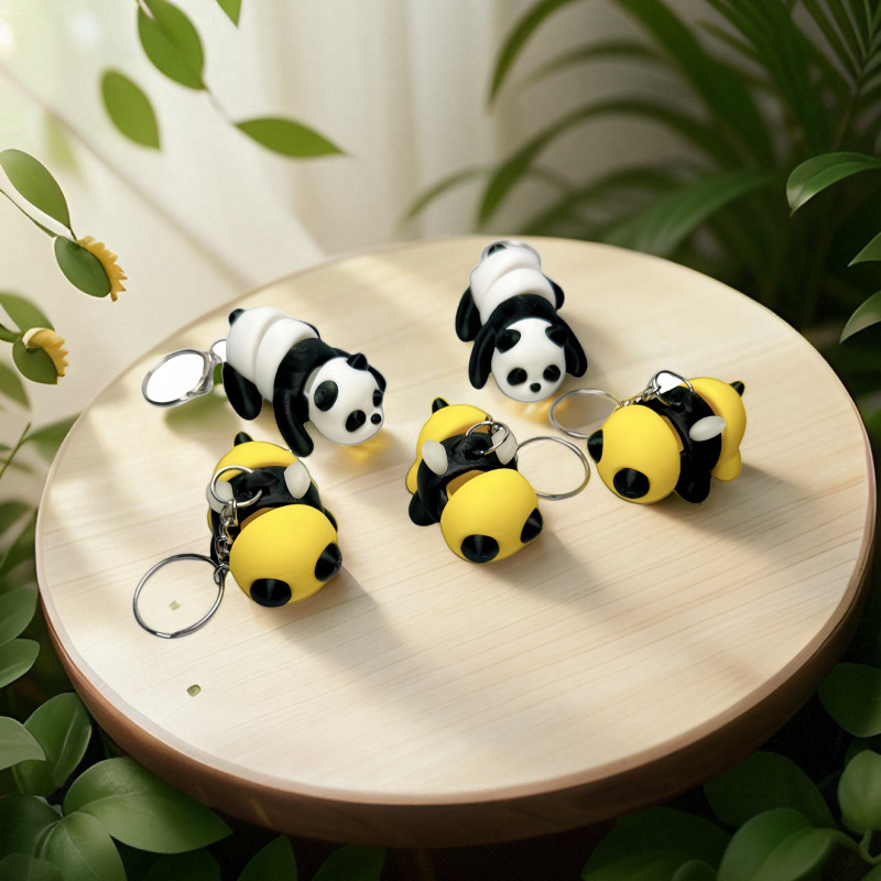 3D Printing Panda Keychain Luminous Bee Cartoon Keychain Pendant Jewelry Cross-border Hot Selling Finished Products