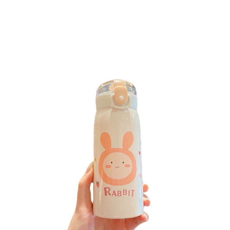 Nuevos niños 304 taza de vacío de acero inoxidable linda chica con paja taza de agua de gran capacidad taza de regalo al por mayor