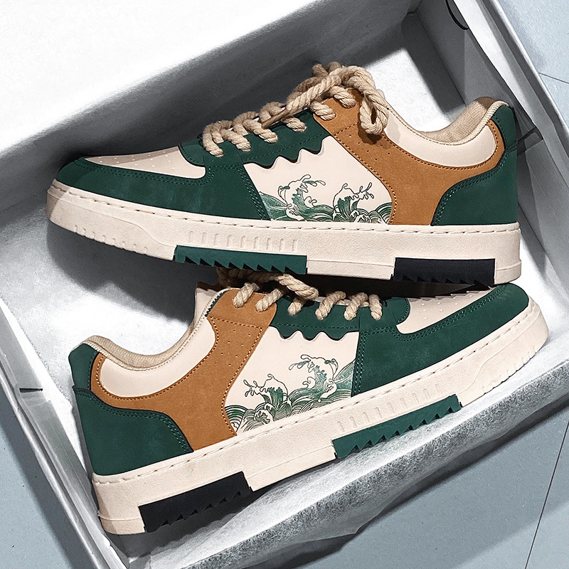 Zapatos de hombre primavera 2024 nuevas zapatillas de deporte retro estilo de Hong Kong tendencia de los hombres zapatos deportivos de todo fósforo zapatos planos casuales bajos