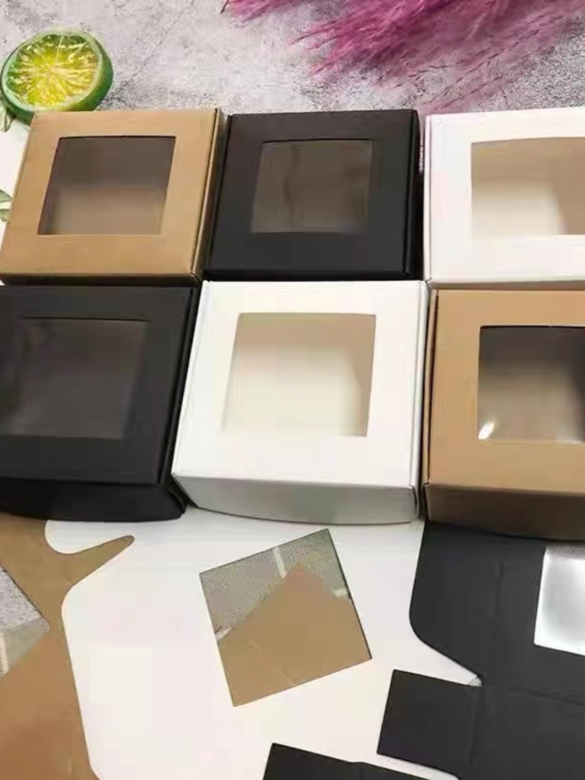 Caja de embalaje de color sólido West Point regalo de PVC transparente jabón hecho a mano caja de cartón pequeña caja de cartón kraft caja de joyería personalizada