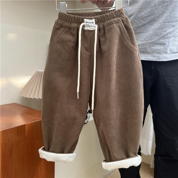 Bambini inverno un pezzo velluto a coste per ragazzi e ragazze coreani tinta unita etichetta lungo con velluto a righe dritto_voghion.com