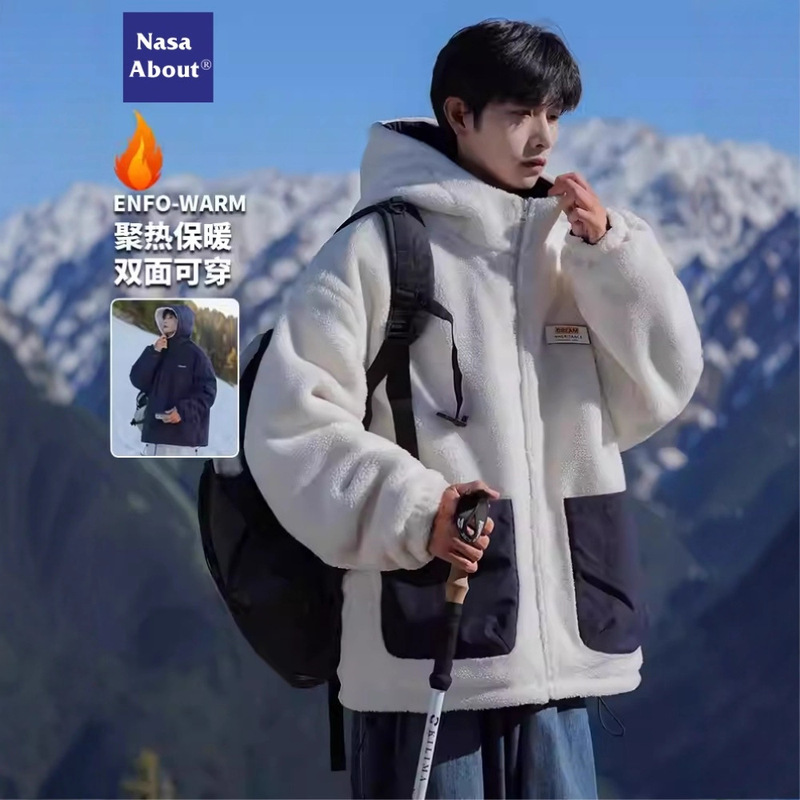 Nasa Cashmere Cotton Outwear Men's Winter 2025 New Trendy Brand Thickeneded Warm Double-Sided American Cotton Jacket