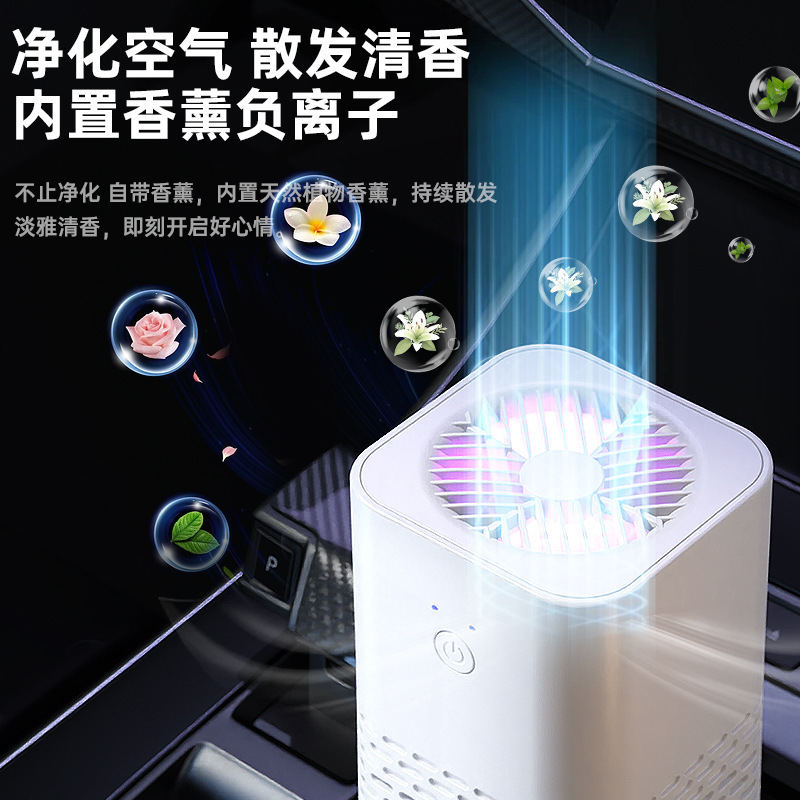 跨境智能负离子车载香薰净化器 办公室桌面便携式汽车空气净化器|undefined