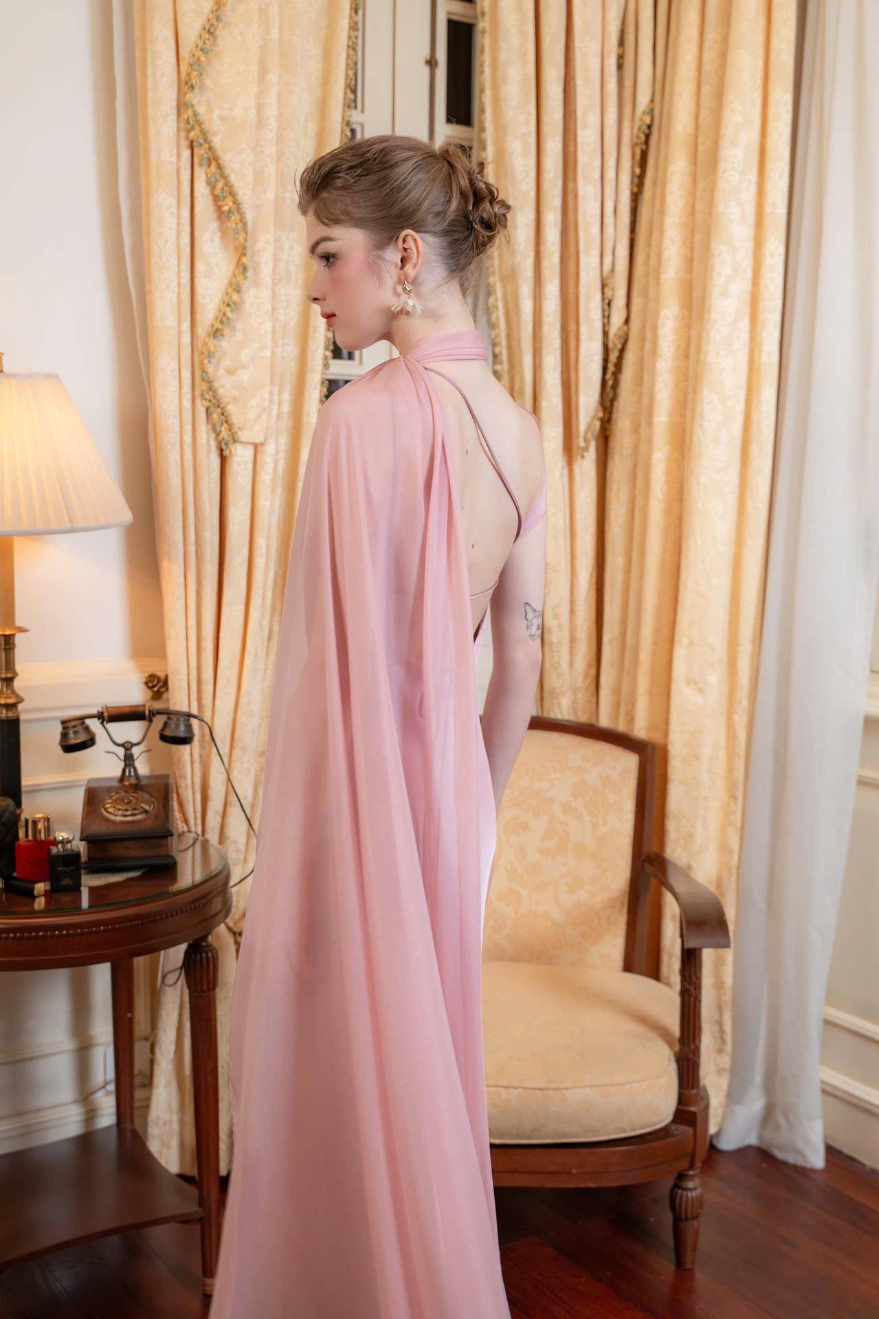 Elegant Socialite One‑Shoulder Satin Mermaid Slimming Bodycon Long Party Dress_ecoleips.com