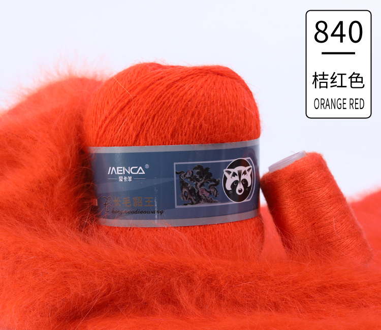 Hilo de lana de visón de lana larga Monopolio de la marca MENCA Hilo de lana de conejo de Angora Hilo de punto hecho a mano de 2 hilos