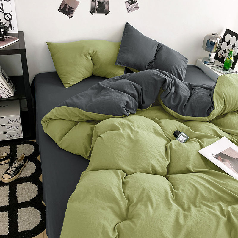 Class a Super Soft Waxy Baby Cotton Thickeneded Bed Bed Sheets Quilt Cover Cotton Four-Piece Set Can Be Slept Naked in the Dormitory Bed Three-Piece Fitted Bed Sheets Set 4