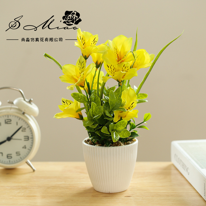 Flor artificial 10-cabeza pequeña huilan bonsai flor artificial bonsai fábrica suministro directo decoración interior pequeños adornos entrega de una sola pieza