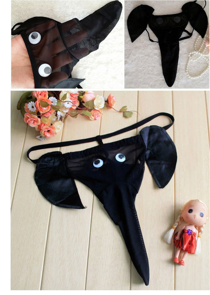 Xiuaisha Men’s Mesh Perspective Elephant Nose Thong, Leopard Print One Size — detail image 16