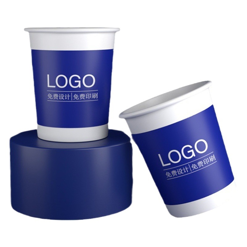 Tazas de papel desechables hechas gruesas y de buena calidad impresión al por mayor logo 9 onzas vasos de agua de oficina publicitarios vasos de papel personalizados