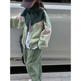 韩国童装摇粒绒女童冬装套装2023新款儿童秋冬时髦加厚外套两件套