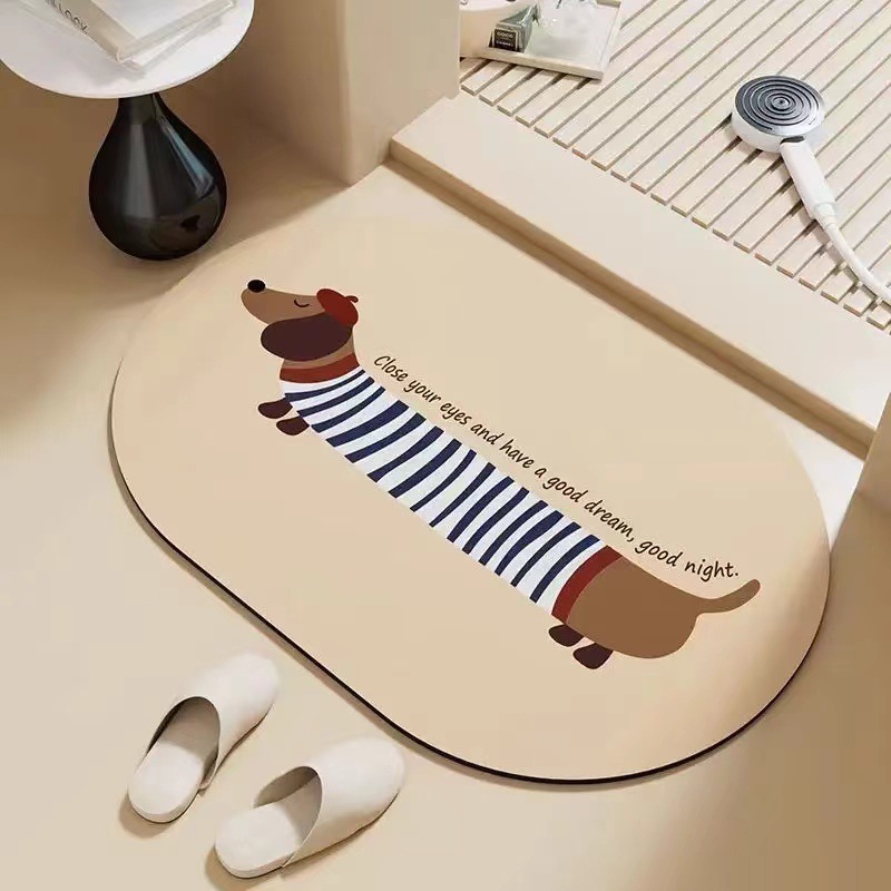 Semi-circular Diatomaceous Earth Bathroom Mat Quick-dry Non-slip_voghion.com