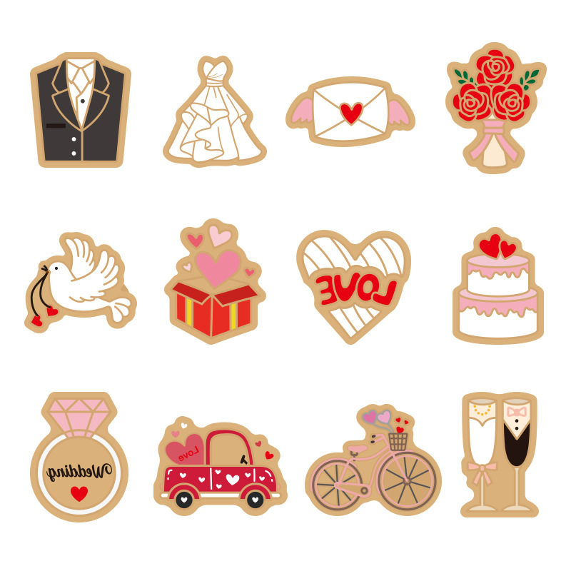 Boda temática molde de galletas fiesta horneado DIY molde de flip 3D estereoscopio prensado molde de corte de galletas heladas