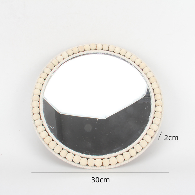 Espejo de pared escandinavo de caña, espejo de pared creativo, espejo de pared decorativo, espejo de maquillaje tejido a mano