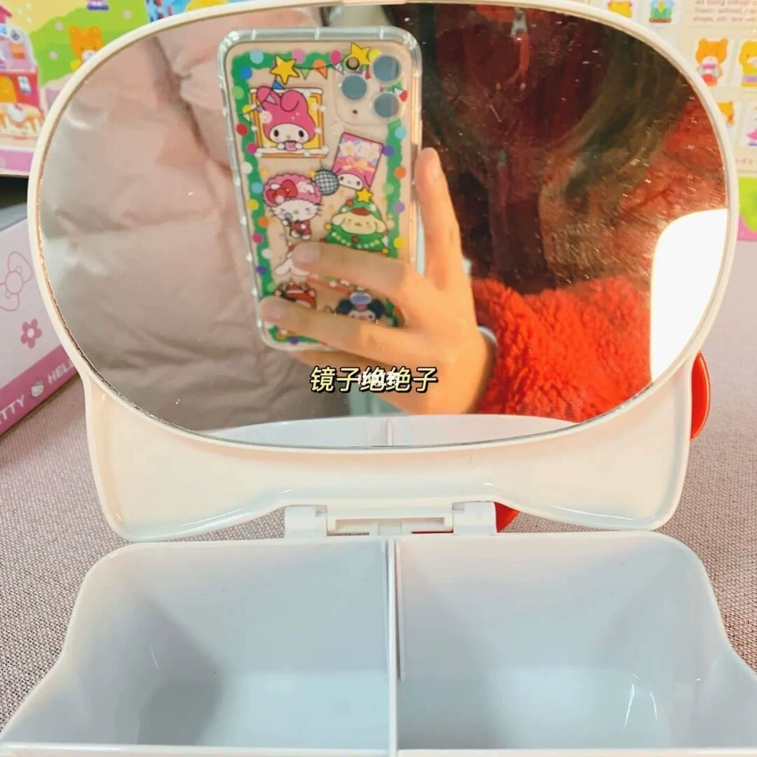 Коробка для хранения Hello Kitty, настольная коробочка для украшений, пластик, 15×12×6 см, розовый/фуксия