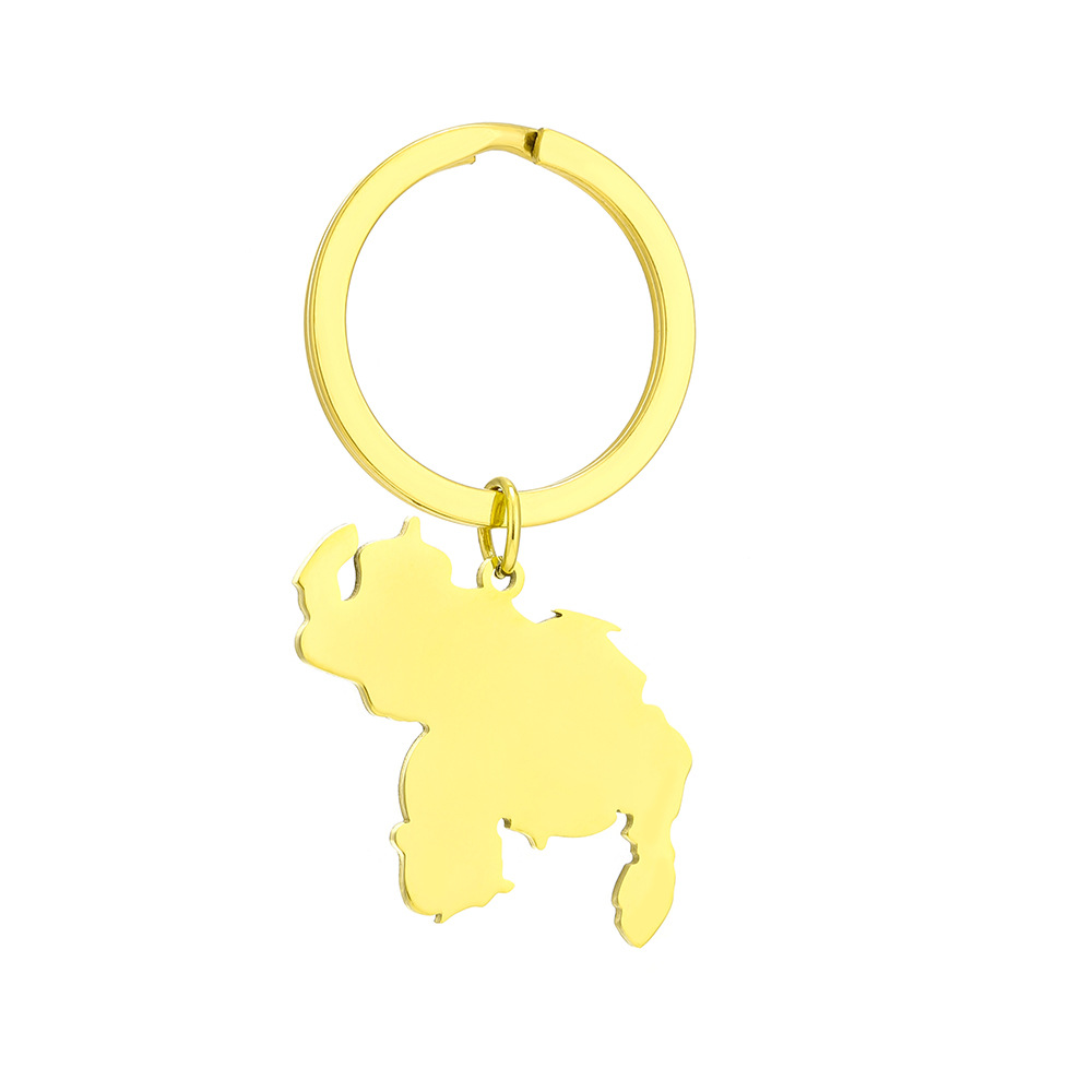 13g Weight Keychain Classification 201 Stainless Steel Material Map Pattern Simple Style Map Titanium Steel Unisex Keychain 1