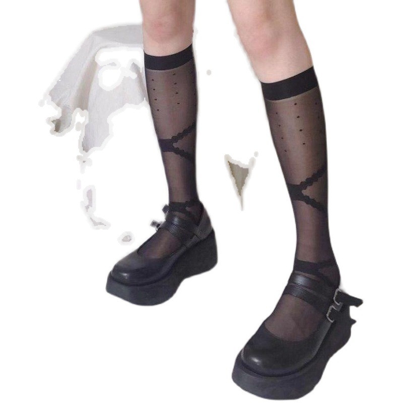 Correas cruzadas con lazo de niña suave, calcetines de tubo medio para niña linda, medias de tubo medio lolita lolita jk japonesas