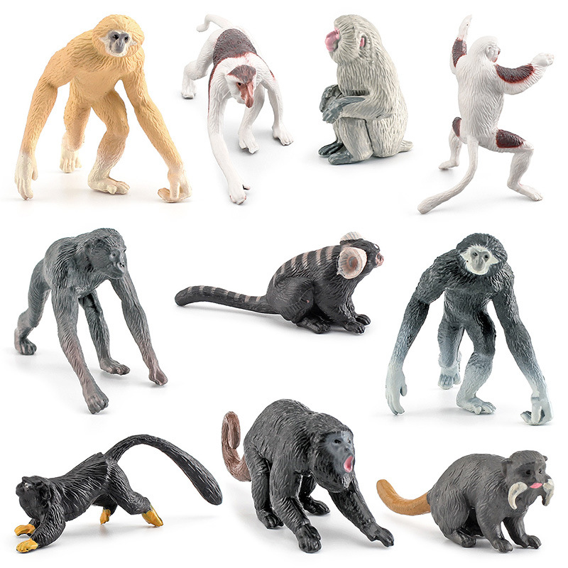Modelo de primate de simulación transfronteriza Mini mono de nariz larga Gibbon gorila Lemur adornos estáticos traje