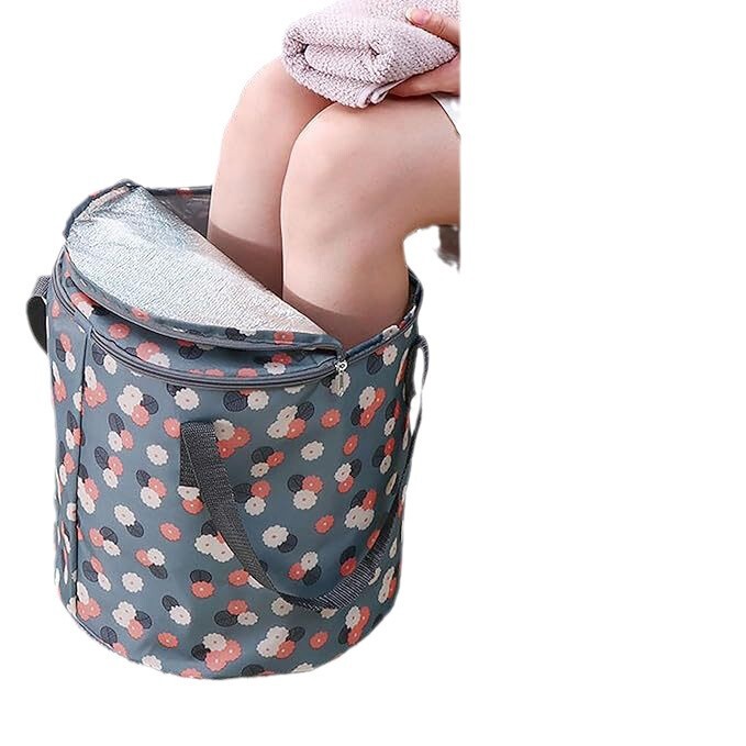 Customized Foldable Foot Soaking Tub Collapsible Bucket,Insulated Foot Bath Bag with Lid,Portable Foot