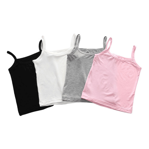 Summer girls camisole children's solid color threaded baby tops baby girl bottoming shirt Korean style children's clothing