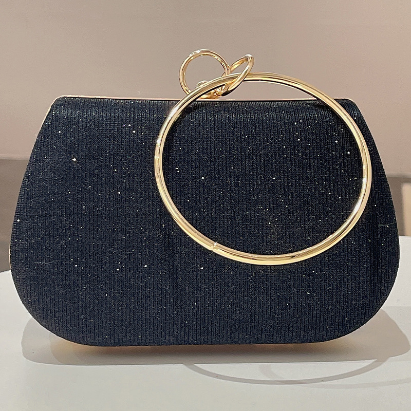 Neue Cross-Border Satteltasche für Damen, elegante Abendtasche im Nischendesign, kleine Clutch mit glänzendem, rundem Ringverschluss (Großhandel)_voghion.com