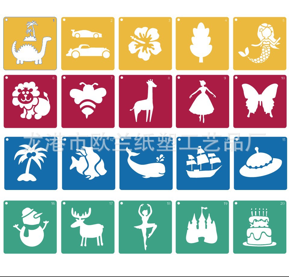 Amazon 20*20cm Plantilla de pintura de color infantil letras y números en inglés plantilla de plástico animales marinos