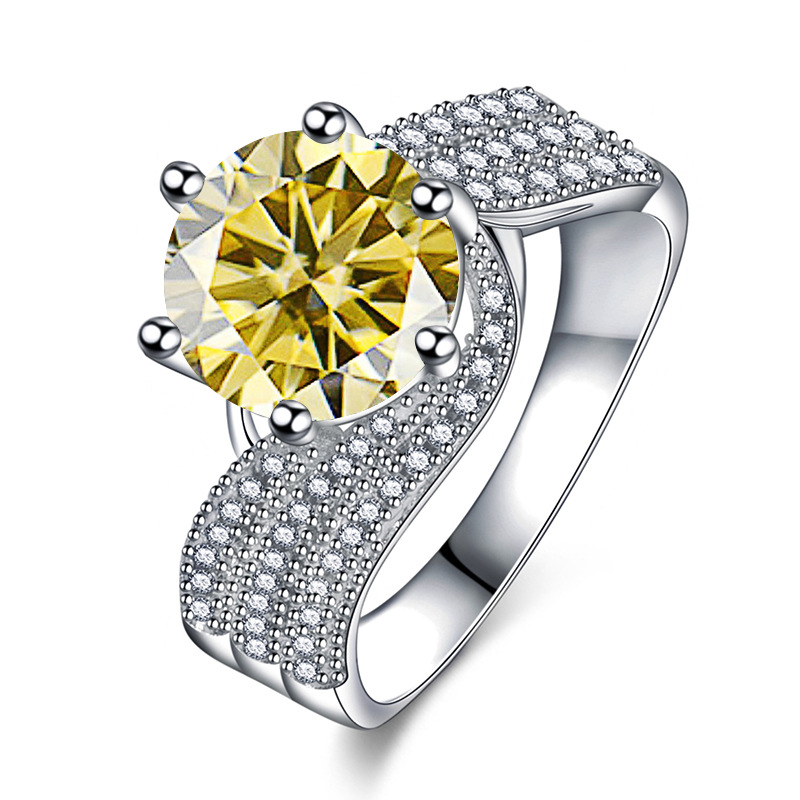 Anillo de diamante de diamante de plata esterlina 925 5 quilates, anillo de regalo de cumpleaños para la novia.