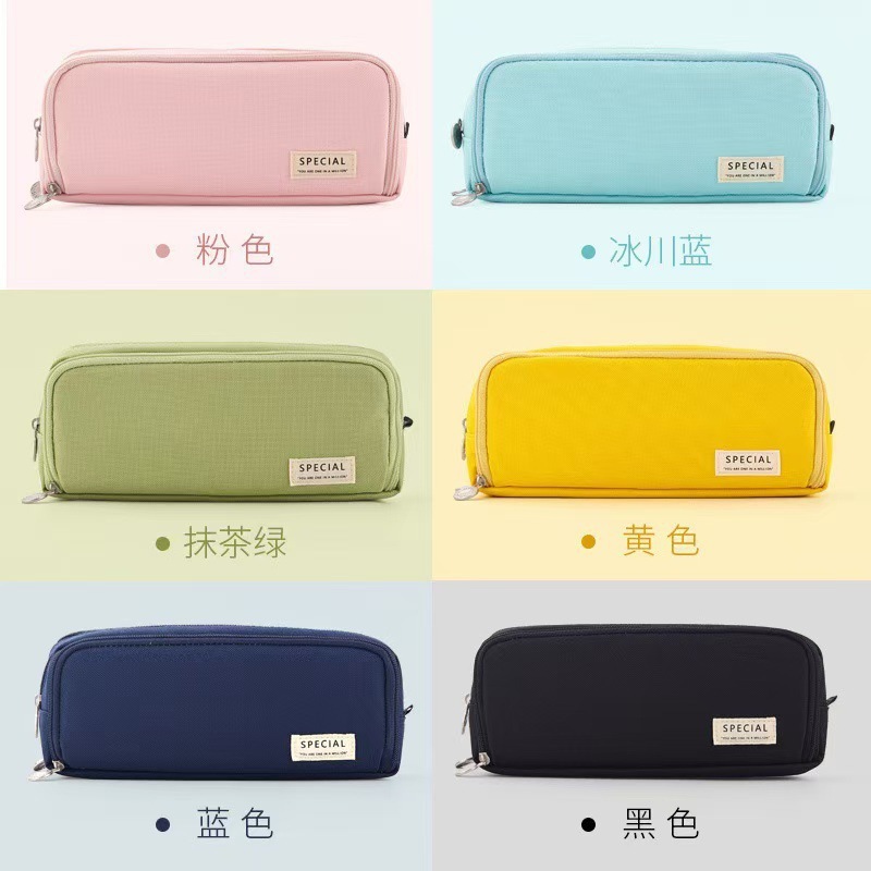 中学生・高校生向けのクロスボーダーシンプルな文具箱 ins 韓国版のかわいい筆箱 大容量の小学生用ダブルウィンドウ筆箱|undefined
