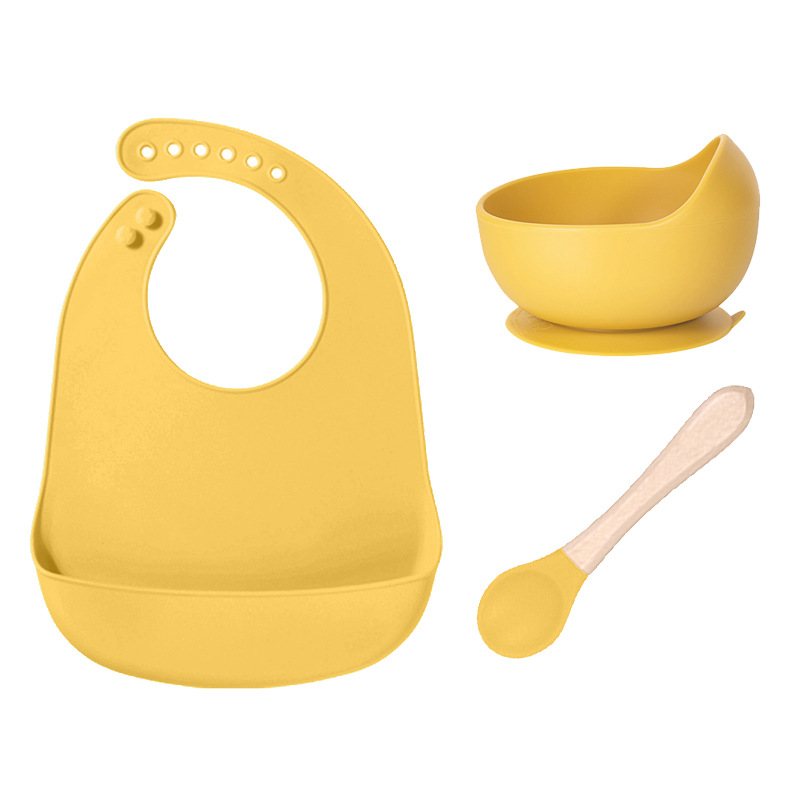 東莞グリーン工場ベビーシリコンよだれかけビスフェノールフリー赤ちゃん唾液バッグ子供用食器給餌セット