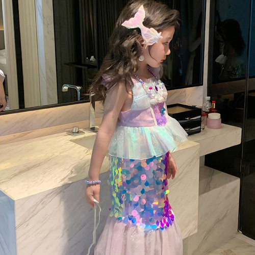 Princess Ariel's Sequin Mermaid Tail Dress  New Style Trendy Formal Gown