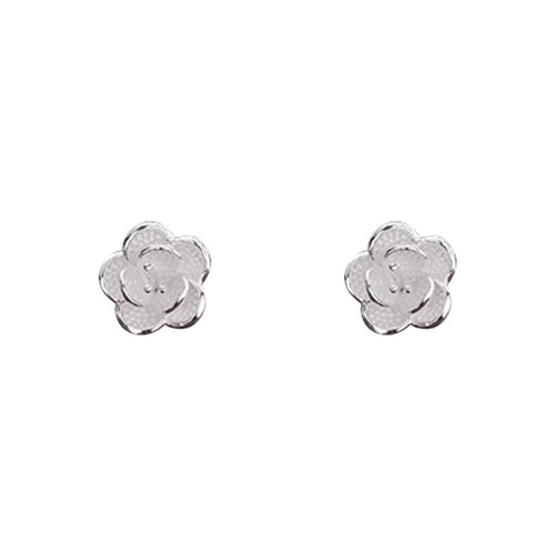 999 Pure Silver Camellia Flower Stud Earrings for Women, Unique Design, High-End Elegance,  New Arrival, Light Luxury, Instagram-Style Earrings