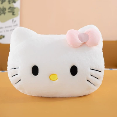 New cute cat head plush toy pillow, Hello Kitty cartoon cushion, bay window seat cushion, gift for girlfriends and friends (Oyuncaq yastıqlar) - classic-pink-bowtie-3040cm033kg