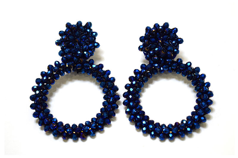 1 Pair Retro Solid Color Beaded Seed Bead Earrings display picture 2