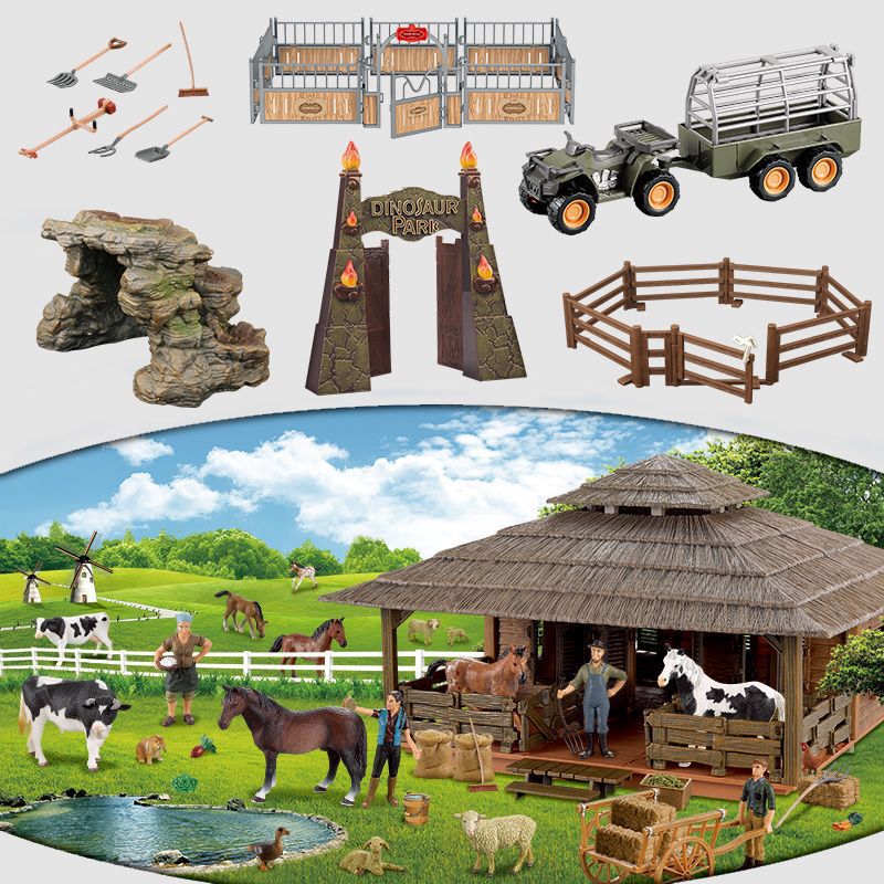 Carefully Selected Realistic Farm Props, Small Carts, Assembled Motorcycles, Farmer Figures, Sand Table Scene Models, Children's Ornaments
