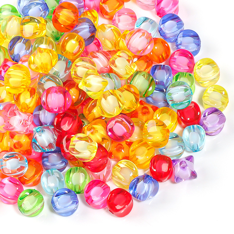 Acrílico color Pearl zhongzhu dibujos animados estrella de cinco puntas amor agujero recto cuentas DIY cadena de teléfono móvil accesorios de joyería de pulsera