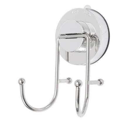 Pressurized Sticky Stainless Steel Hooks, Bathroom Punch-Free Hooks, Double Hooks for Coats and Hats Behind the Door